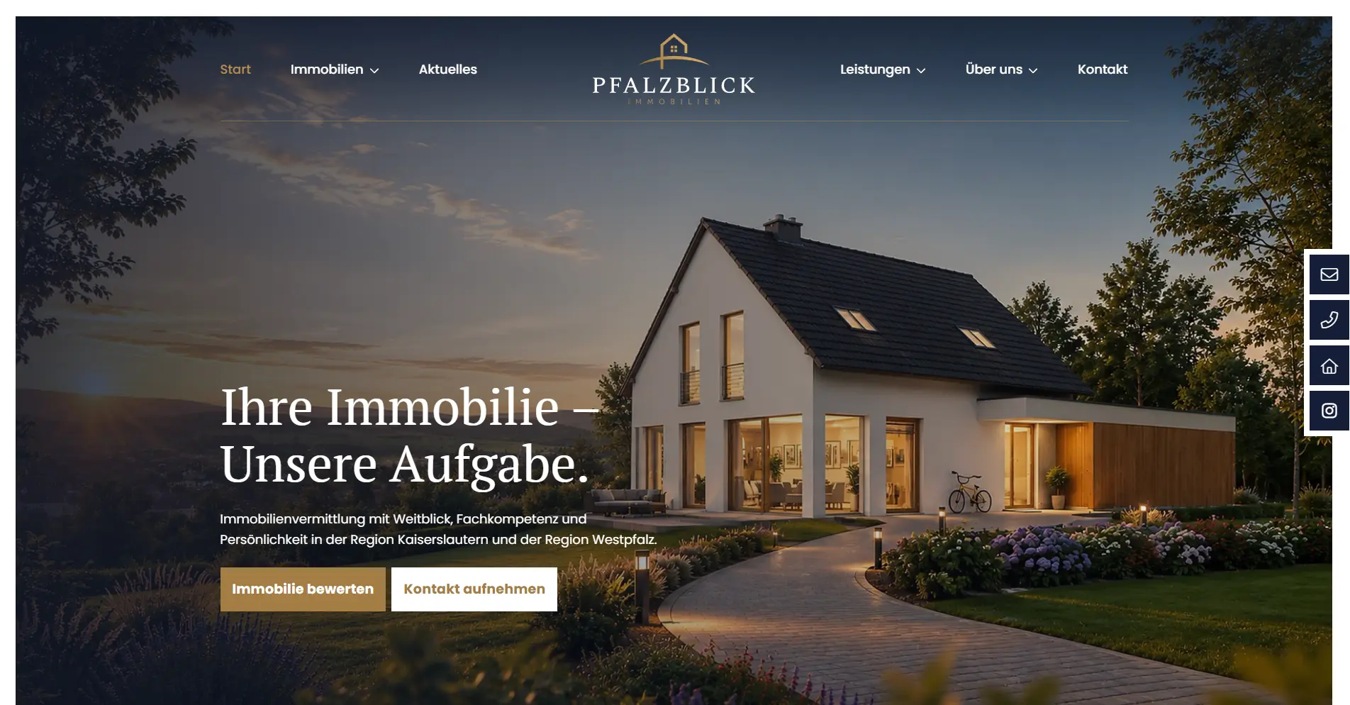 Die neue Startseite von Pfalzblick Immobilien - jetzt live!